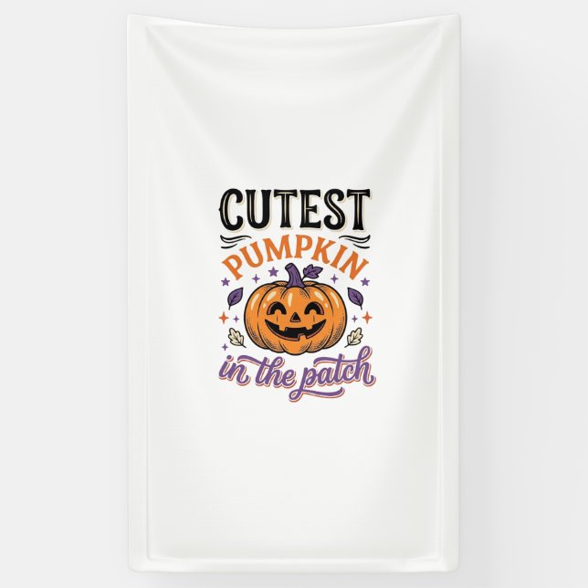 Cutest Pumpkin In The Patch Halloween Shirt Design Banner (Vertical)