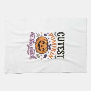 Cutest Pumpkin In The Patch Halloween Shirt Design Kitchen Towel