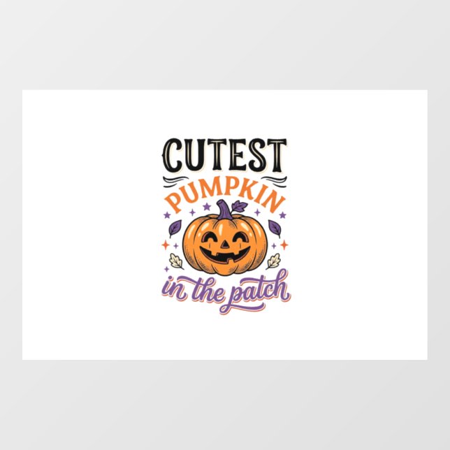 Cutest Pumpkin In The Patch Halloween Shirt Design Window Cling (Sheet)