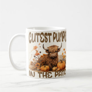 Cutest pumpkin in the patch highland cow coffee mug