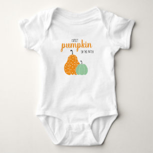Cutest Pumpkin In The Patch Orange Green Baby Bodysuit