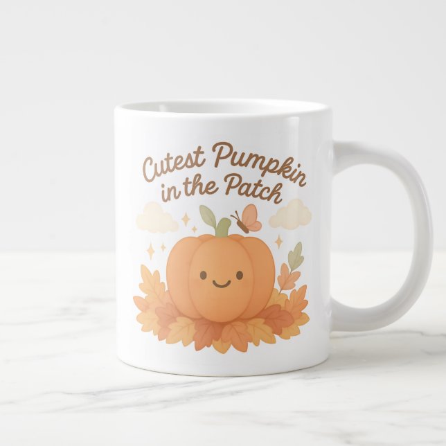 Cutest Pumpkin In The Patch Pastel Autumn Design Large Coffee Mug (Right)