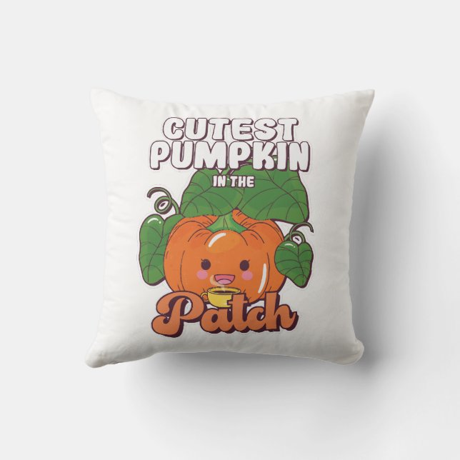 cutest pumpkin in the patch throw pillow (Back)