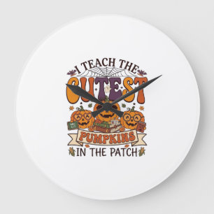 Cutest Pumpkins Halloween Teacher Glasses Books_1 Large Clock
