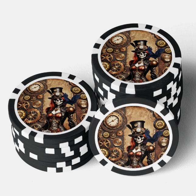 Cutest Steampunk Skeleton Poker Chips (Stack)