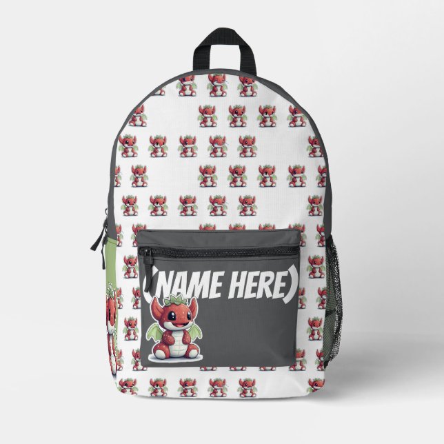 Cutest Strawberry Dragon ii, Printed Backpack (Front)