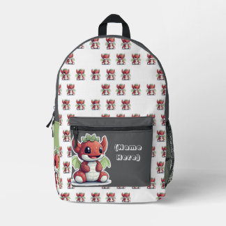 Cutest Strawberry Dragon Printed Backpack