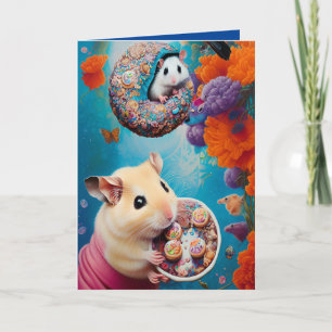 Cutest Syrian Hamster Tea Party with Doughnuts ANY Card