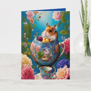 Cutest Syrian Hamster Tea Party with Doughnuts ANY Card