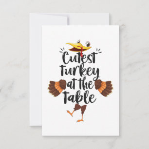 Cutest Turkey at the Table Cute Thanksgiving Fall RSVP Card