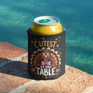 Cutest Turkey at the Table Funny Thanksgiving  Can Cooler