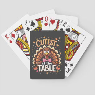 Cutest Turkey at the Table Funny Thanksgiving  Playing Cards