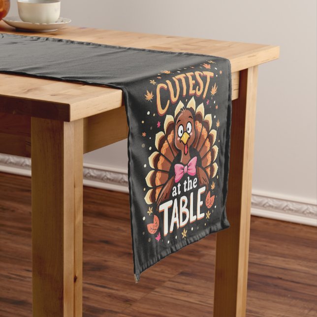 Cutest Turkey at the Table Funny Thanksgiving  Short Table Runner (In Situ)
