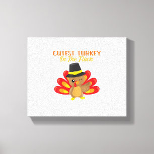 Cutest Turkey In Flock Happy Thanksgiving Day Boy  Canvas Print