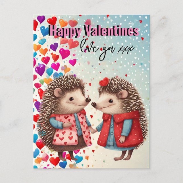 cutest valentine, hedgehogs, boyfriend, girlfriend postcard (Front)