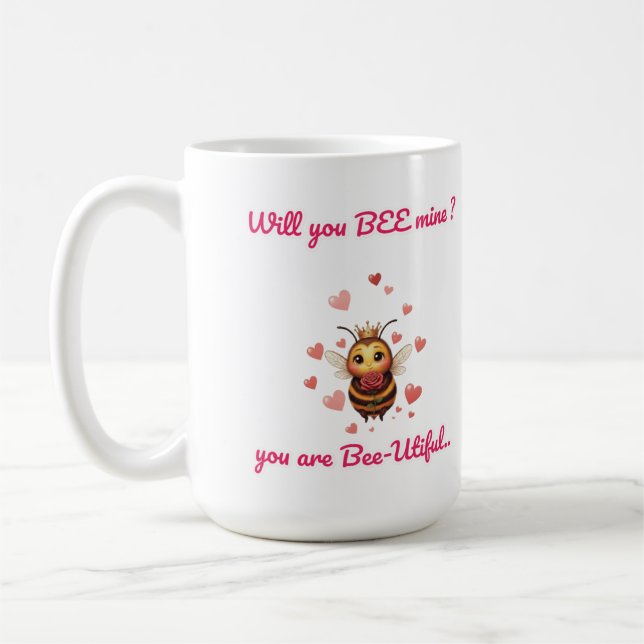 Cutest will you bee mine valentine's coffee mug (Left)