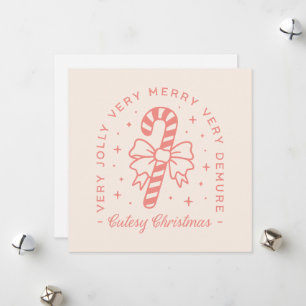 Cutesy demure Christmas coquette pink aesthetic Holiday Card