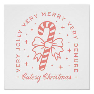 Cutesy demure Christmas coquette pink aesthetic Poster