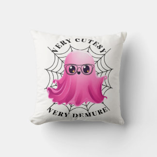 Cutesy Demure Ghost  Throw Pillow