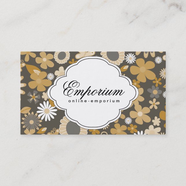 Cutesy Flower Pattern (yellow) Business Card (Front)