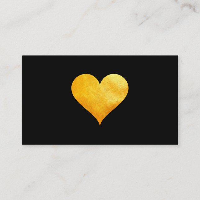 Cutesy Gold Heart Business Card (Front)