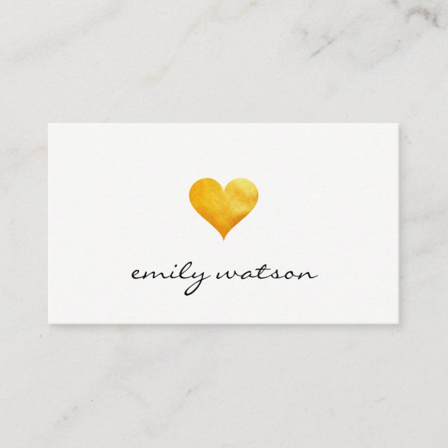 Cutesy Gold Heart Business Card (Front)