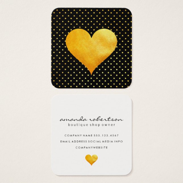 Cutesy Gold Heart Polka Dot Pattern (Front & Back)