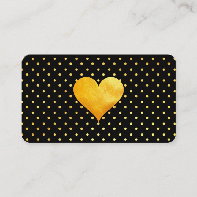 Cutesy Gold Heart Polka Dot Pattern referral Card (Front)