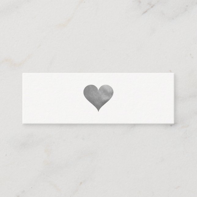 Cutesy Grey Heart Mini Business Card (Front)