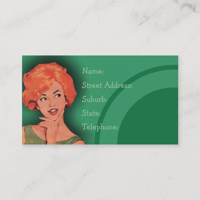 Cutesy Retro Hairhead Carte verte (Devant)
