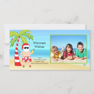 CuteTropical Christmas Santa Family Photo Card. Holiday Card
