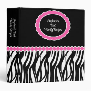 Cutey Zebra Recipe Book Binder