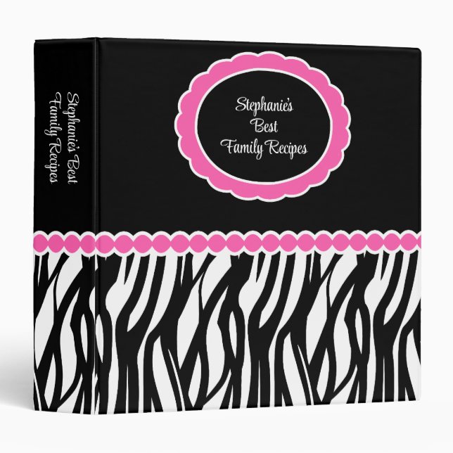Cutey Zebra Recipe Book Binder (Front/Spine)