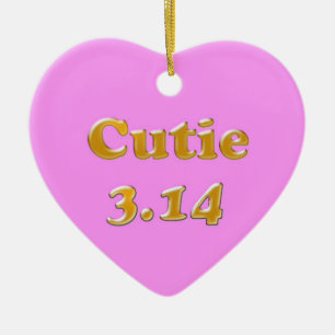 Cutie 3.14 Pi Day Pink Ceramic Ornament