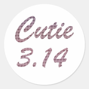 Cutie 3.14 Pi Day Pink Classic Round Sticker