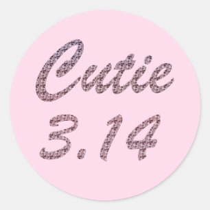 Cutie 3.14 Pi Day Pink Classic Round Sticker