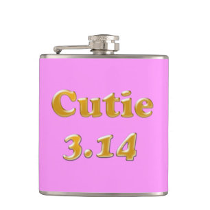 Cutie 3.14 Pi Day Pink Hip Flask