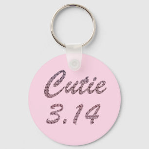 Cutie 3.14 Pi Day Pink Keychain