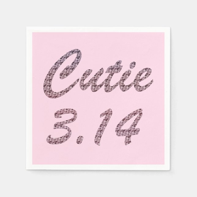 Cutie 3.14 Pi Day Pink Napkin (Front)