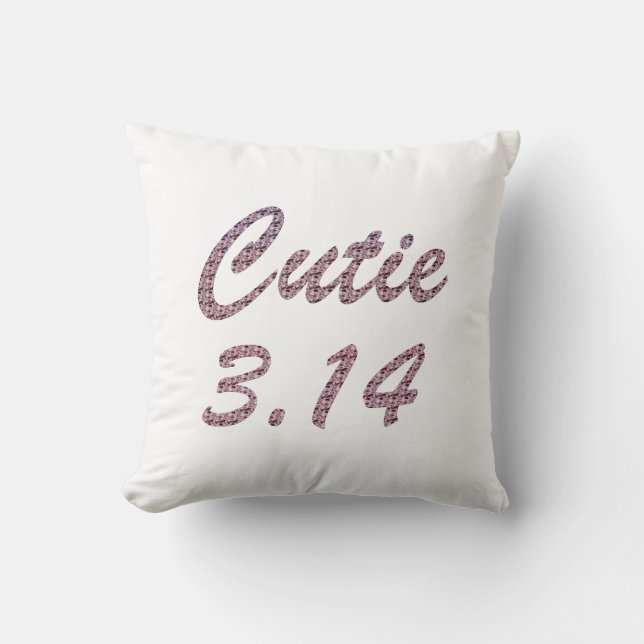 Cutie 3.14 Pi Day Pink Throw Pillow (Front)