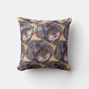CUTIE BLACK COCK-A-POO MIX THROW PILLOW