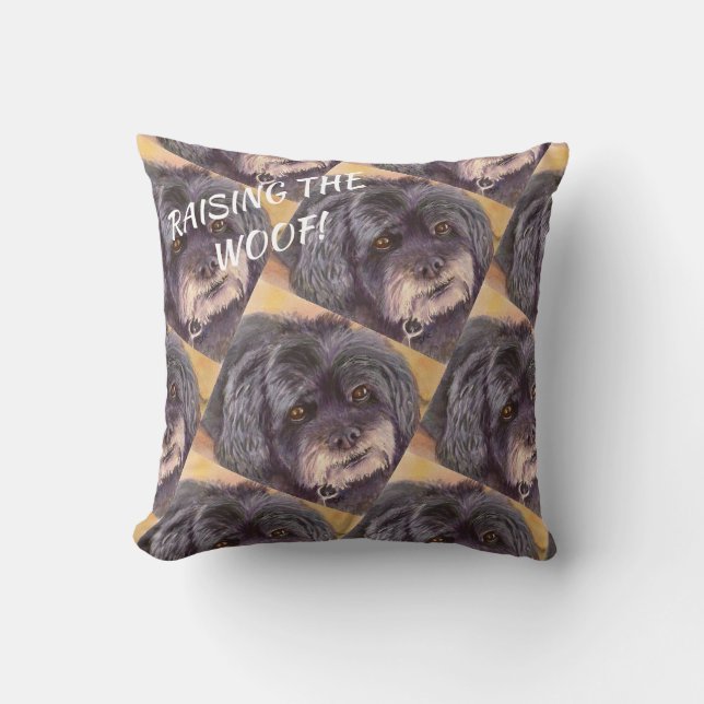 CUTIE BLACK COCK-A-POO MIX THROW PILLOW (Front)