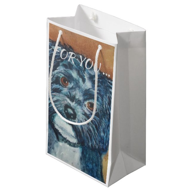 CUTIE BLACK HAVANESE SMALL GIFT BAG (Front Angled)