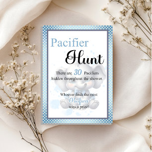 Cutie Blue Elephant Baby Shower Pacifier Hunt Game
