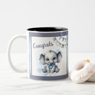 Cutie Blue Elephant - Little Peanut Two-Tone Coffee Mug