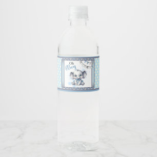 Cutie Blue Elephant - Little Peanut Water Bottle Label