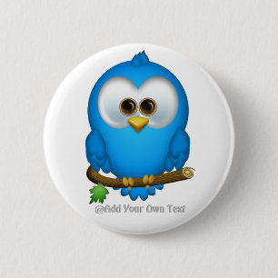 Cutie Blue Tweet Bird Personalized Buttons