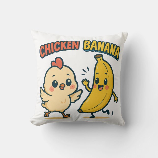 CUTIE CHICKEN BANANA! THROW PILLOW (Front)