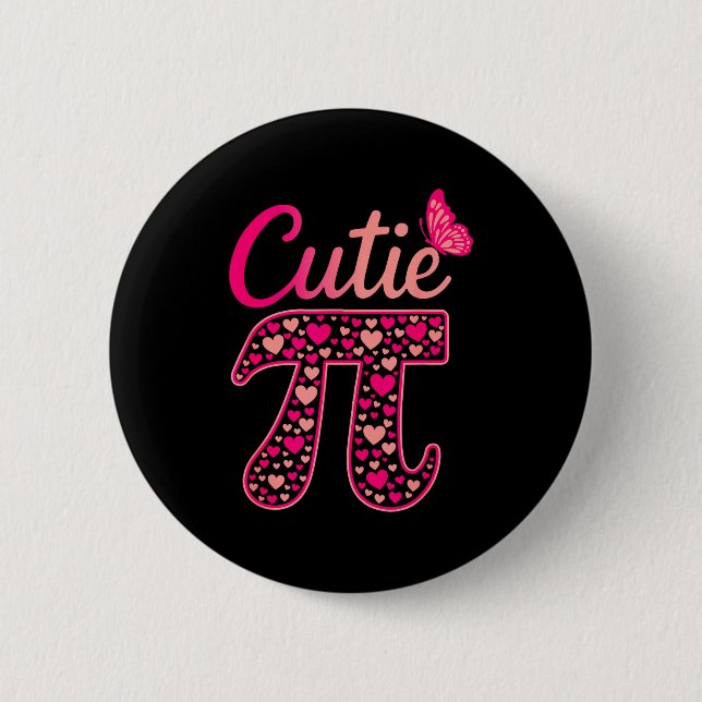Cutie day funny symbol 314 math teacher day lover  2 inch round button (Front)