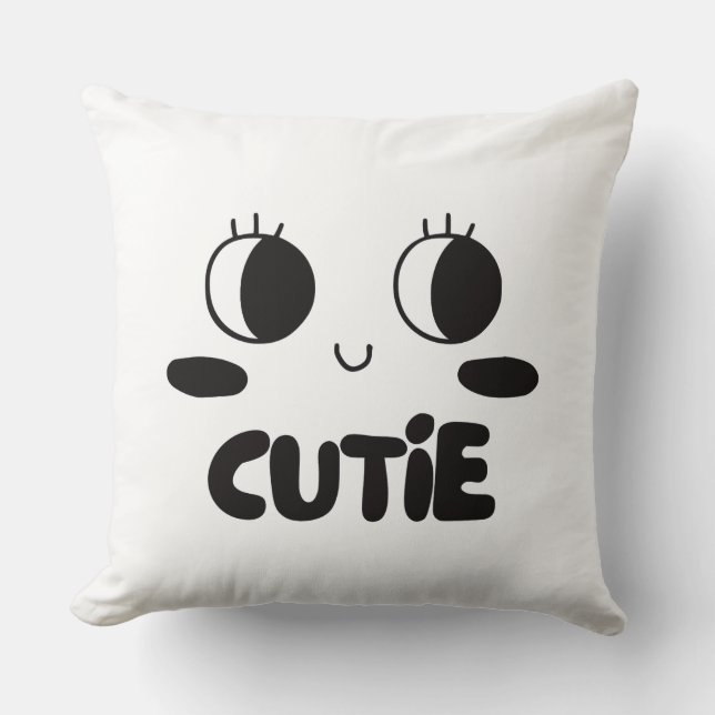 cutie face throw pillow (Front)